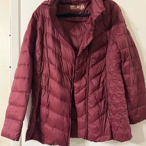 Michael Kors Women's Deep Red Puffer Coat